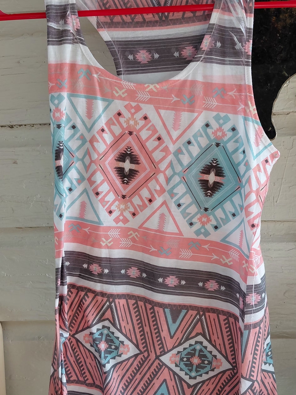 Annabelle Pink & Aqua Aztec Print Tank Top